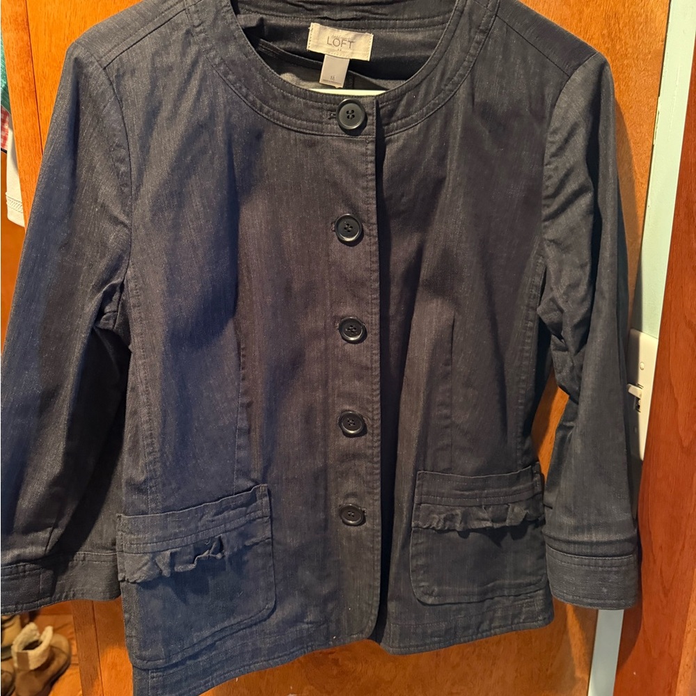 LOFT  Navy Button-Up Jean Jacket